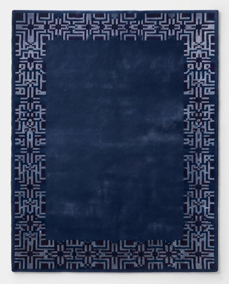 Hand-Tufted Wool Area Rug, Geometric Border,