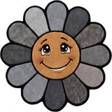 Hand Tufted Wool Area Rug Flower Shape Cartoon Face Design