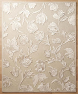 Hand Tufted Floral Wool Area Rug, Raised Botanical Carved Design