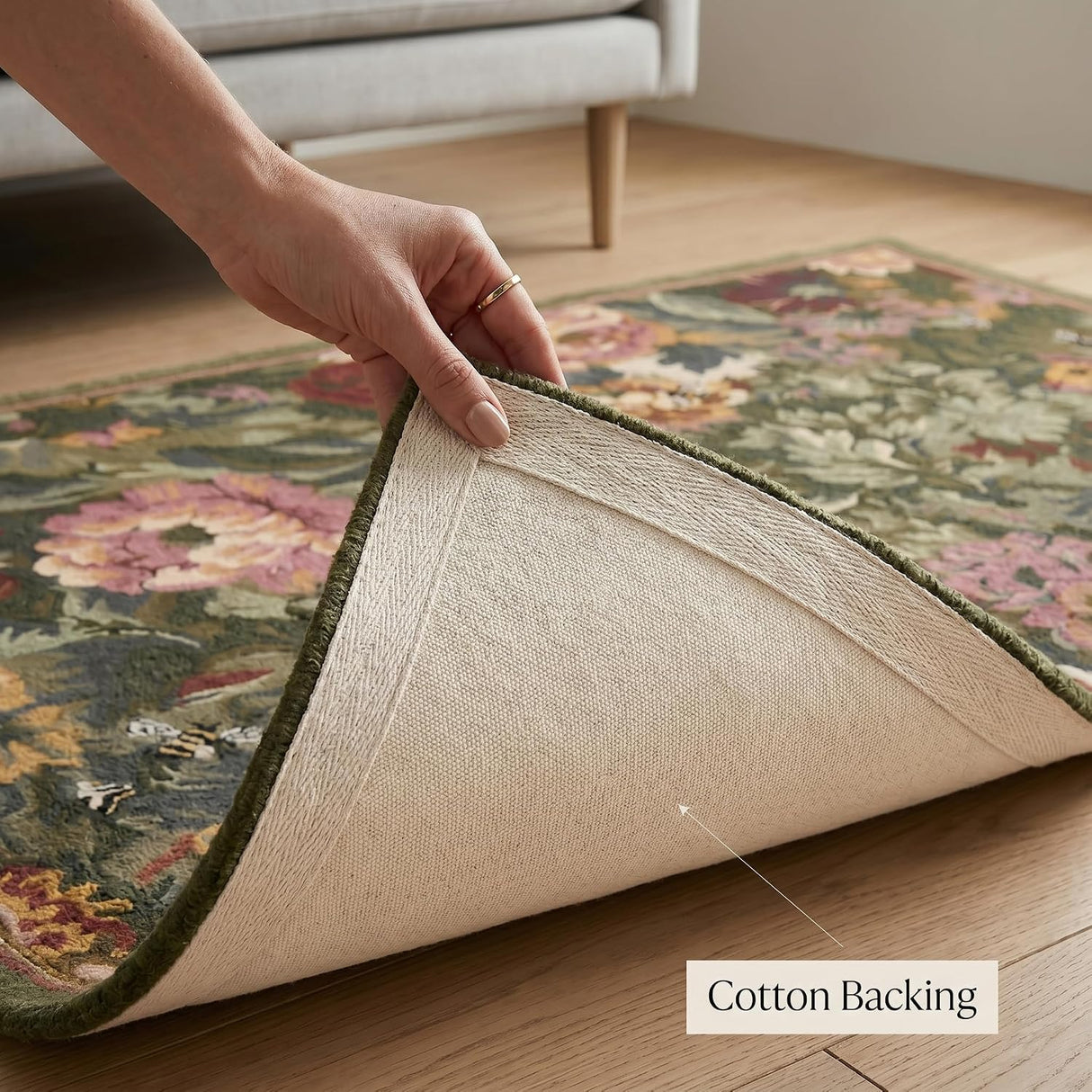 Floral Garden Hand Tufted Wool Area Rug with Botanical Bloom Pattern