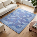 Hand-Tufted Wool Area Rug, 3D Cube Design