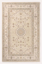 Traditional Hand-Tufted Wool Area Rug, Floral Medallion Design