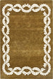 Hand-Tufted Wool Rug - Intricate White Vine Border Carpet