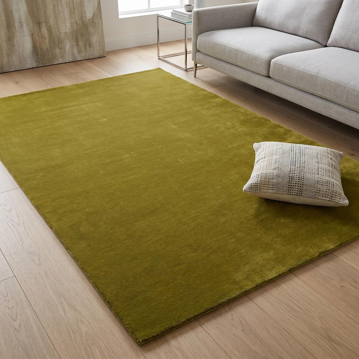 Solid Hand Tufted Wool Area Rug, Soft Plush Carpet