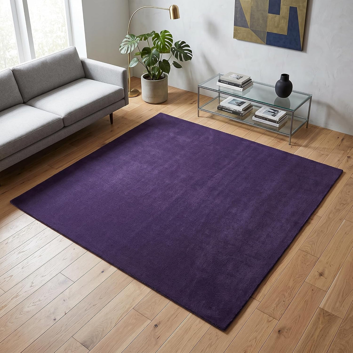 Solid Hand Tufted Wool Area Rug, Soft Plush Carpet