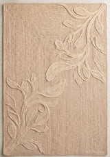 Handwoven Jute Rug with Textured Floral Border Design, Natural Fiber Rug