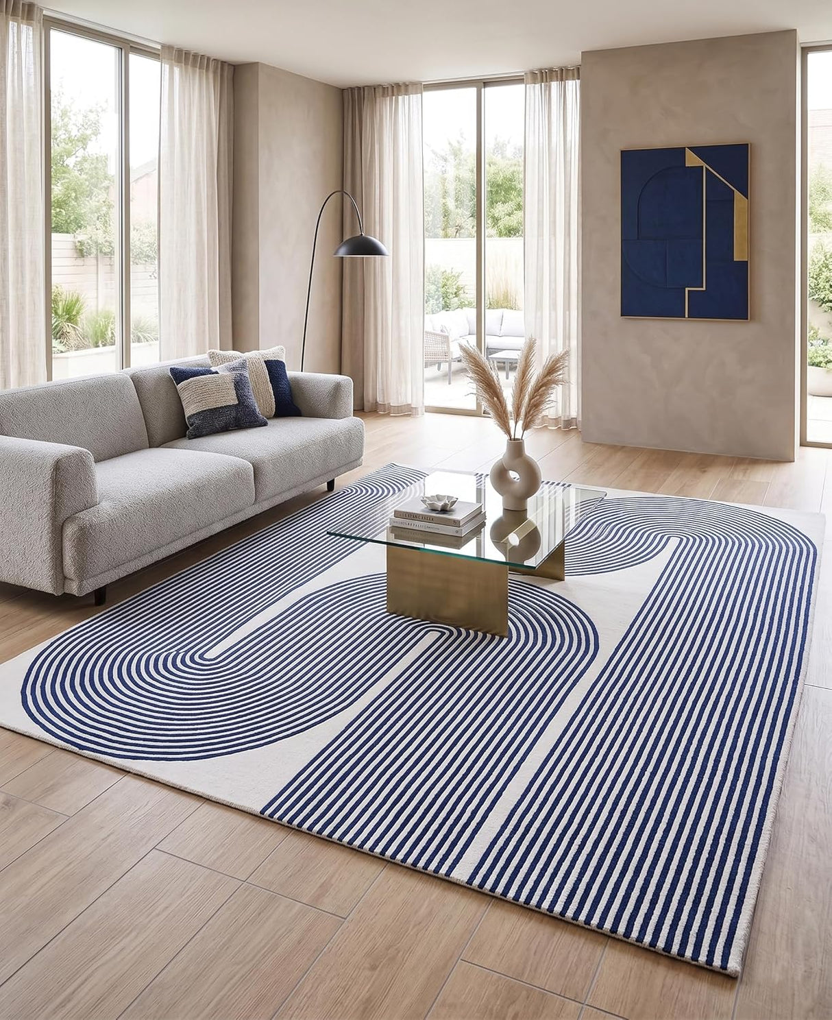 Gold, Ink & Olive Modern Hand-Tufted Wool Area Rug