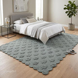 Hand Tufted Wool Rug, Floral Botanical Pattern with Scalloped