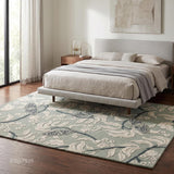Hand Tufted Wool Rug, Floral Butterfly Botanical Pattern