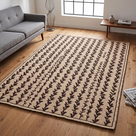Hand-Tufted Wool Area Rug, Botanical Vine Pattern, Soft Thick Wool Carpet