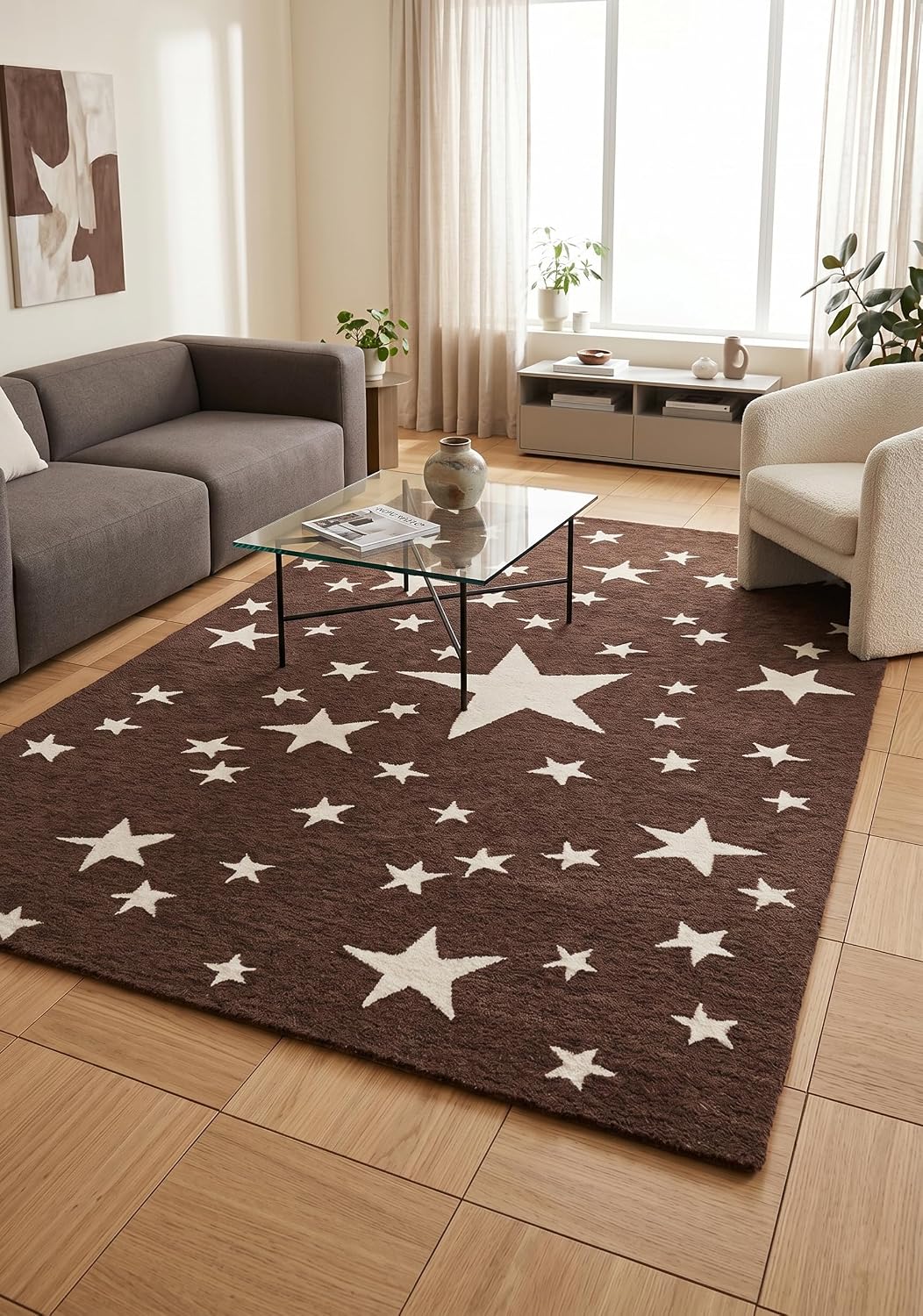 Hand-Tufted Star Wool Rug for Kids | Soft, Thick & Durable Starry Night Design