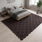 Hand Tufted Wool Rug, Floral Botanical Pattern with Scalloped