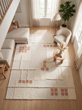 Hand-Tufted Wool Area Rug, Modern Patchwork Geometric Design