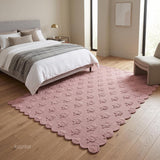 Hand Tufted Wool Rug, Floral Botanical Pattern with Scalloped