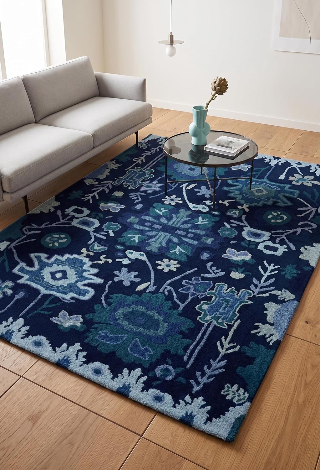 Handmade Oushak Wool Area Rug – Featuring Floral and Botanical Patterns in Soft Tones