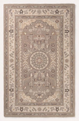 Traditional Hand-Tufted Wool Area Rug, Floral Medallion Design