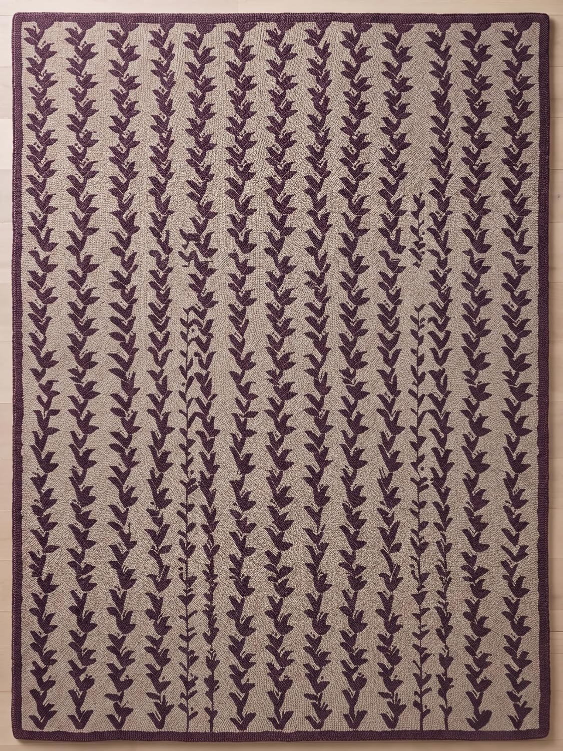 Hand-Tufted Wool Area Rug, Botanical Vine Pattern, Soft Thick Wool Carpet