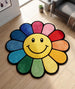 Hand Tufted Wool Area Rug Flower Shape Cartoon Face Design