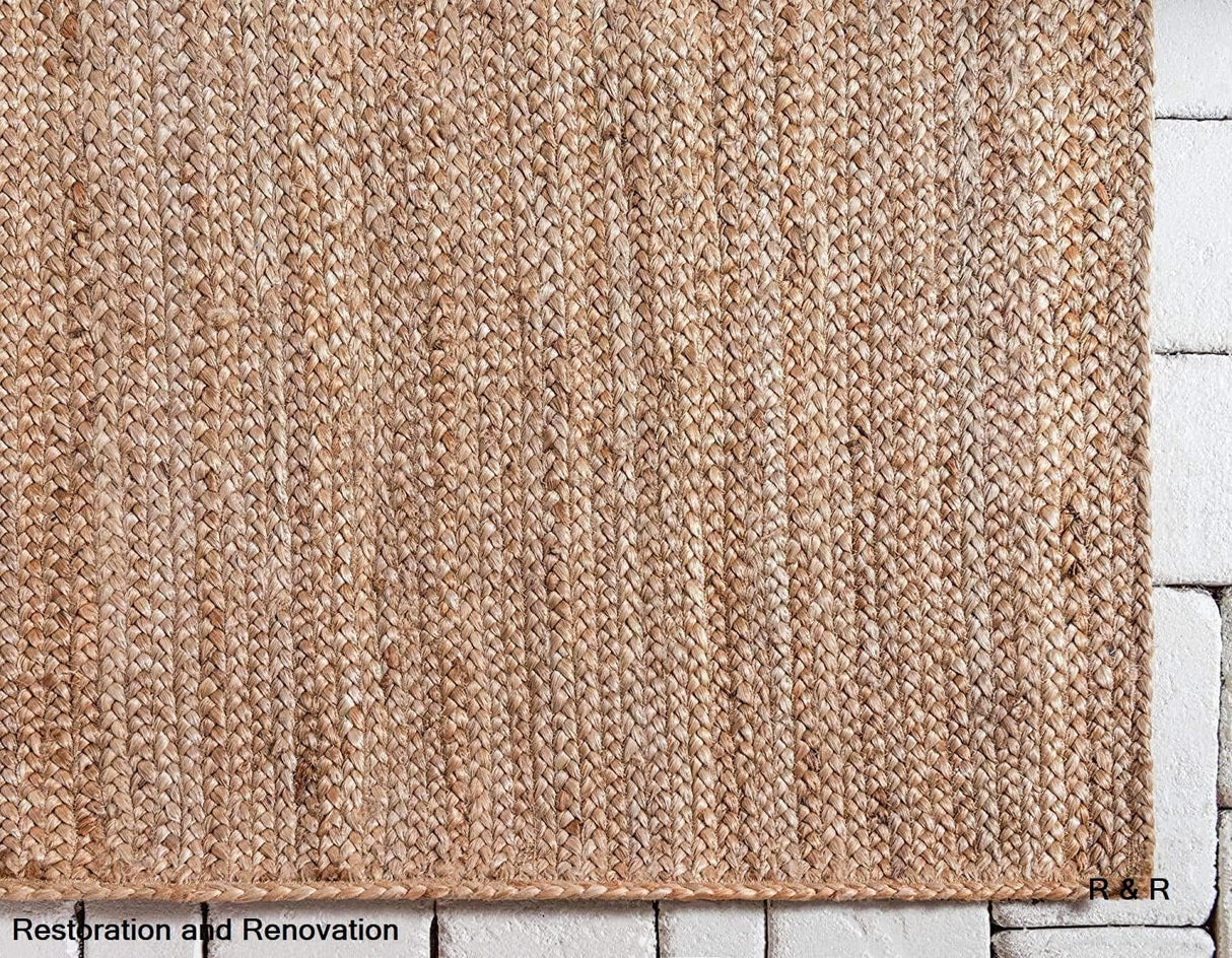 Natural Jute Area Rug – Handwoven with Non-Slip Backing