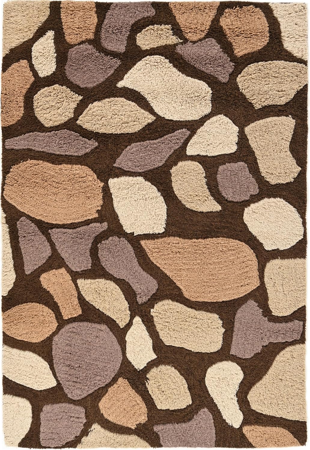 Abstract Geometric Wool Rug – Pebble Stone Pattern | Hand-Crafted Soft Washable Carpet