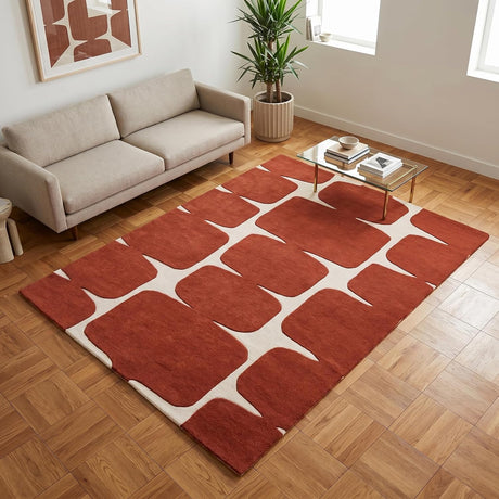 Modern Wool Rug – Hand-Tufted, Soft & Thick | Abstract Geometric Design