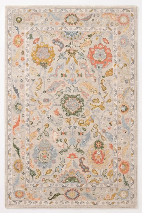 Handmade Wool Area Rug Traditional Floral Medallion Design