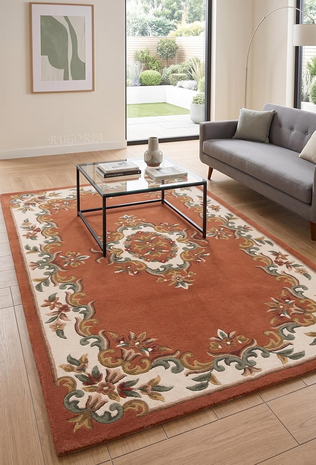 Handmade Traditional Wool Rug | Floral Medallion Border Design