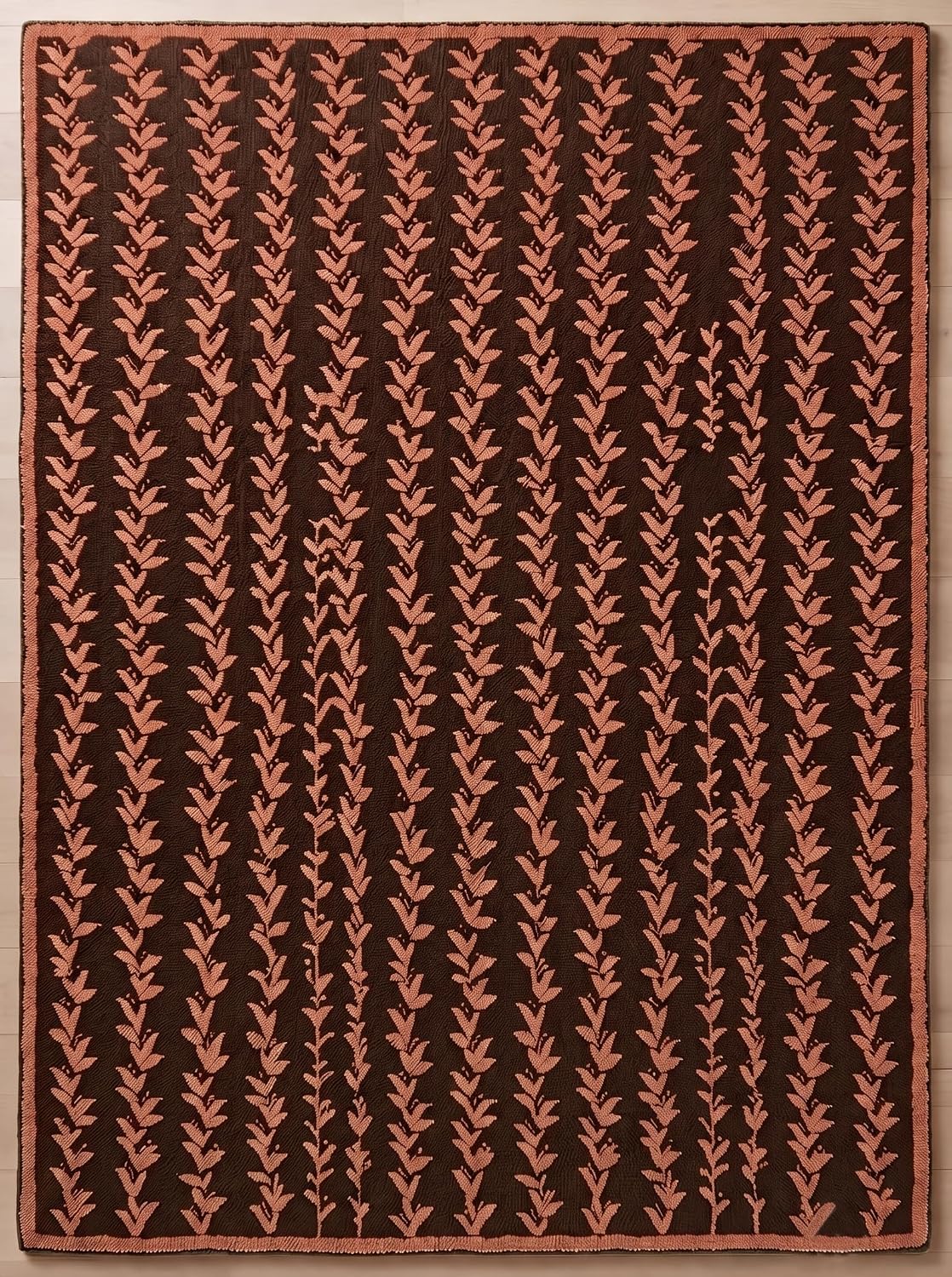 Hand-Tufted Wool Area Rug, Botanical Vine Pattern, Soft Thick Wool Carpet