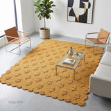 Hand Tufted Wool Rug, Floral Botanical Pattern with Scalloped