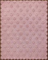 Hand Tufted Wool Rug, Floral Botanical Pattern with Scalloped