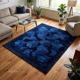 Hand-Tufted Wool Area Rug, 3D Cube Design