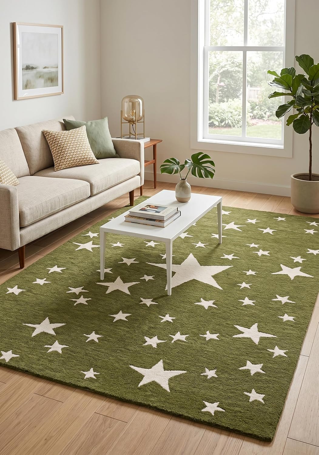 Hand-Tufted Star Wool Rug for Kids | Soft, Thick & Durable Starry Night Design