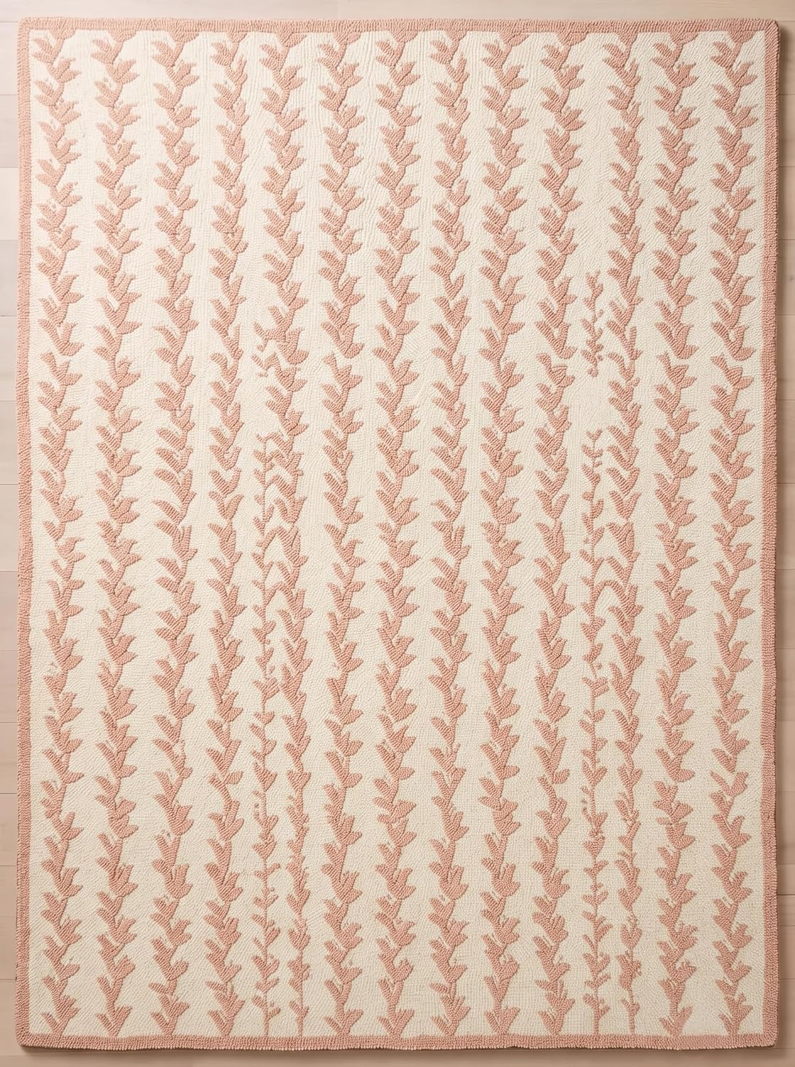 Hand-Tufted Wool Area Rug, Botanical Vine Pattern, Soft Thick Wool Carpet