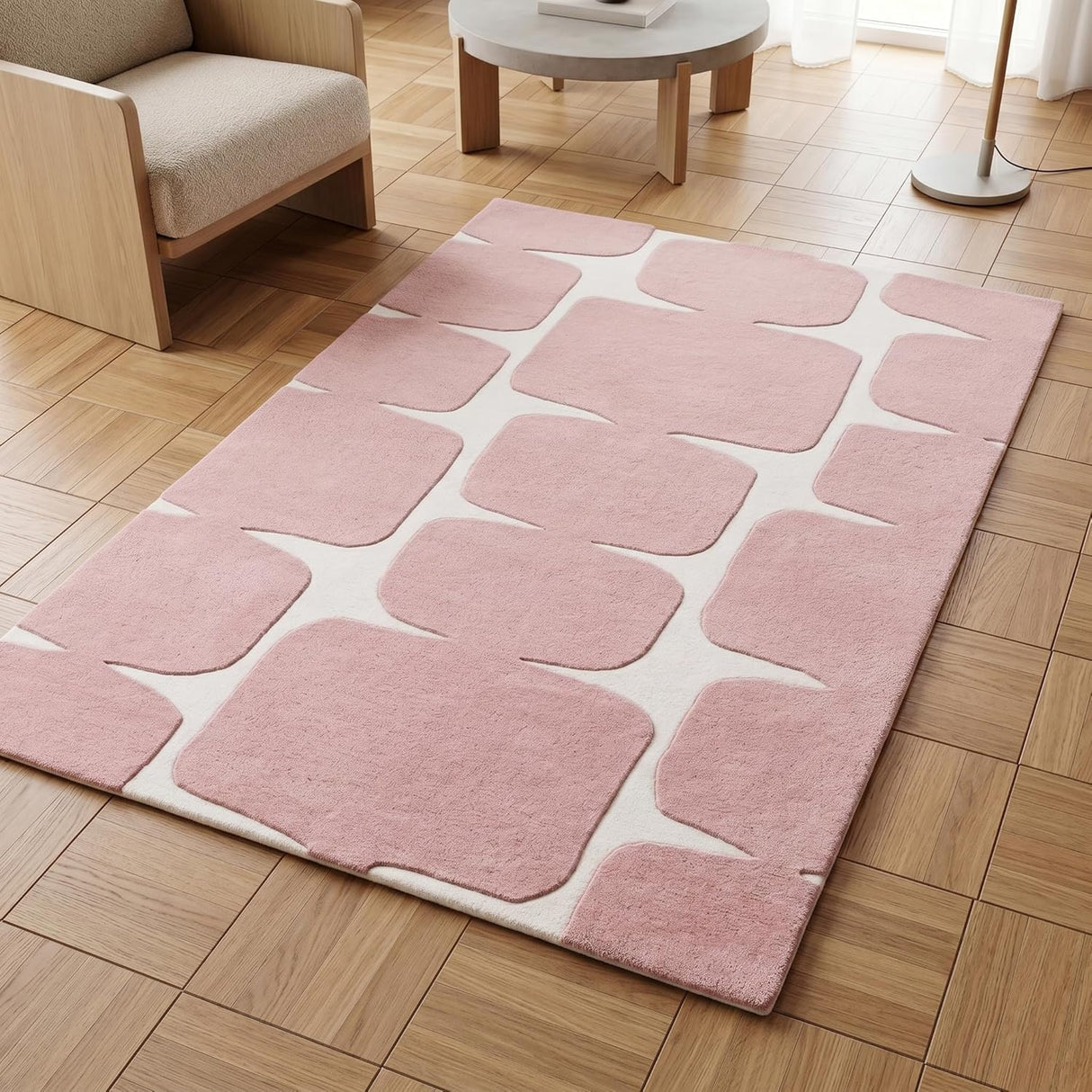 Modern Wool Rug – Hand-Tufted, Soft & Thick | Abstract Geometric Design