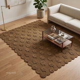 Hand Tufted Wool Rug, Floral Botanical Pattern with Scalloped
