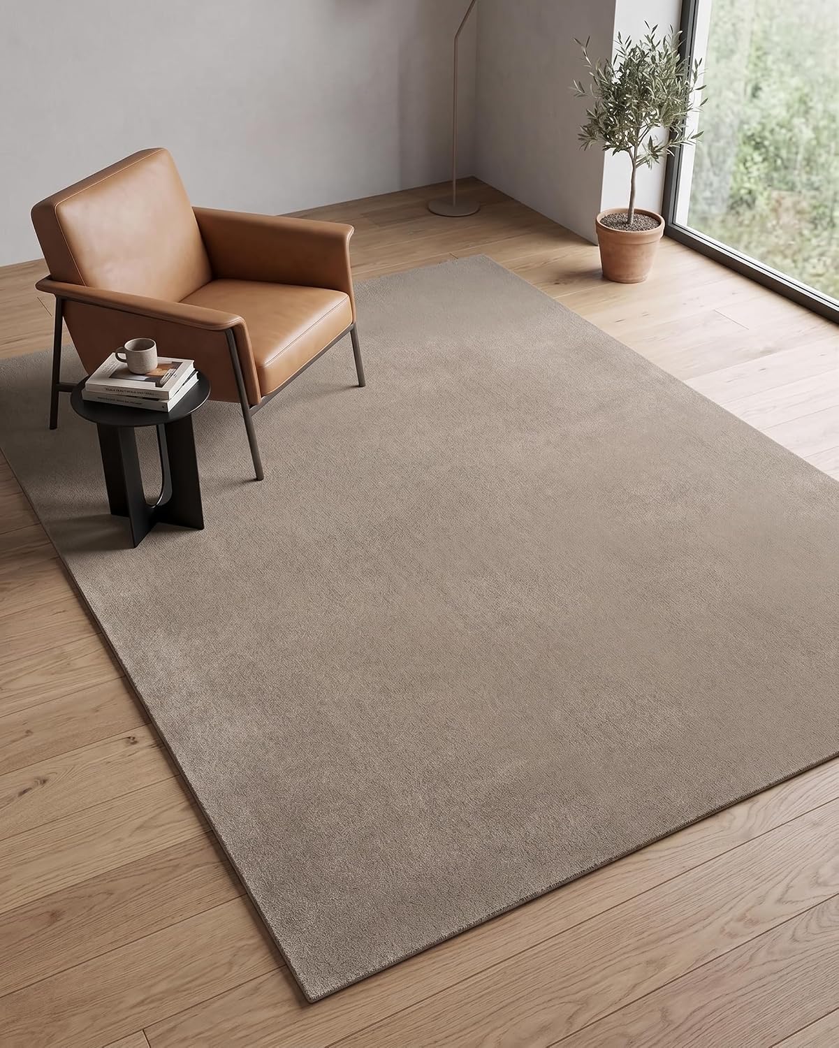Solid Hand Tufted Wool Area Rug, Soft Plush Carpet