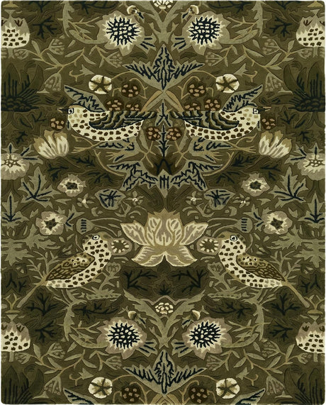 Premium Handmade Wild Strawberry Floral Wool Area Rug
