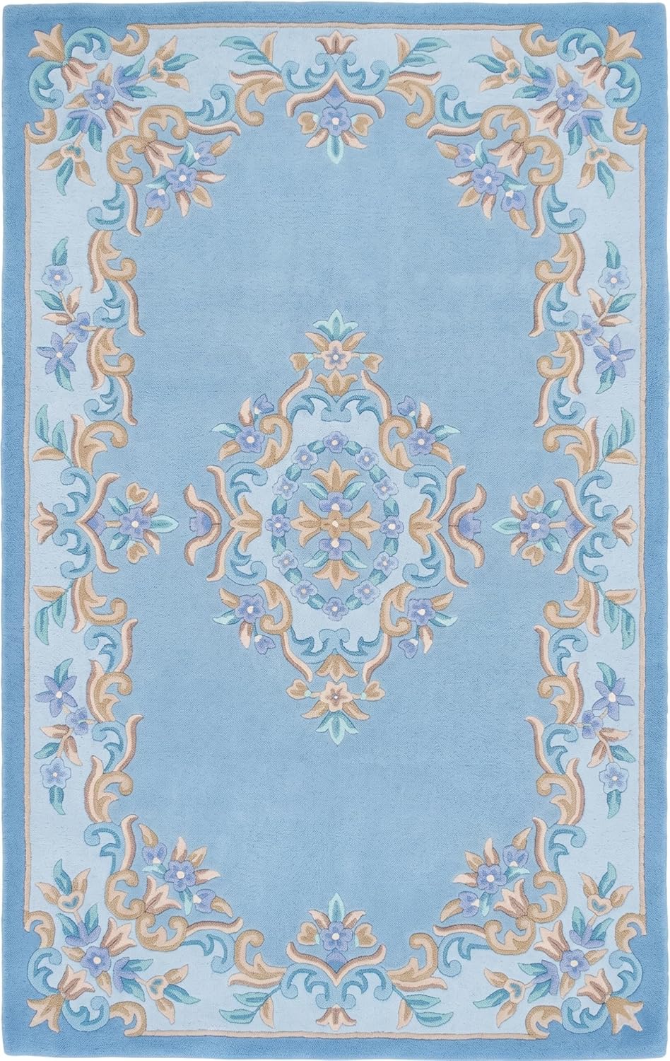 Handmade Traditional Wool Rug | Floral Medallion Border Design