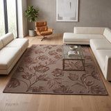 Hand Tufted Floral Wool Area Rug, Raised Botanical Carved Design