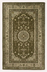 Traditional Hand-Tufted Wool Area Rug, Floral Medallion Design
