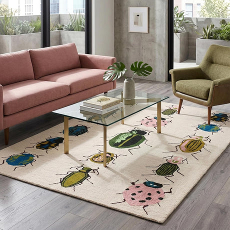 Colorful Beetle-Inspired Hand-Tufted Wool Rug – Eco-Friendly, Soft & Durable Carpet