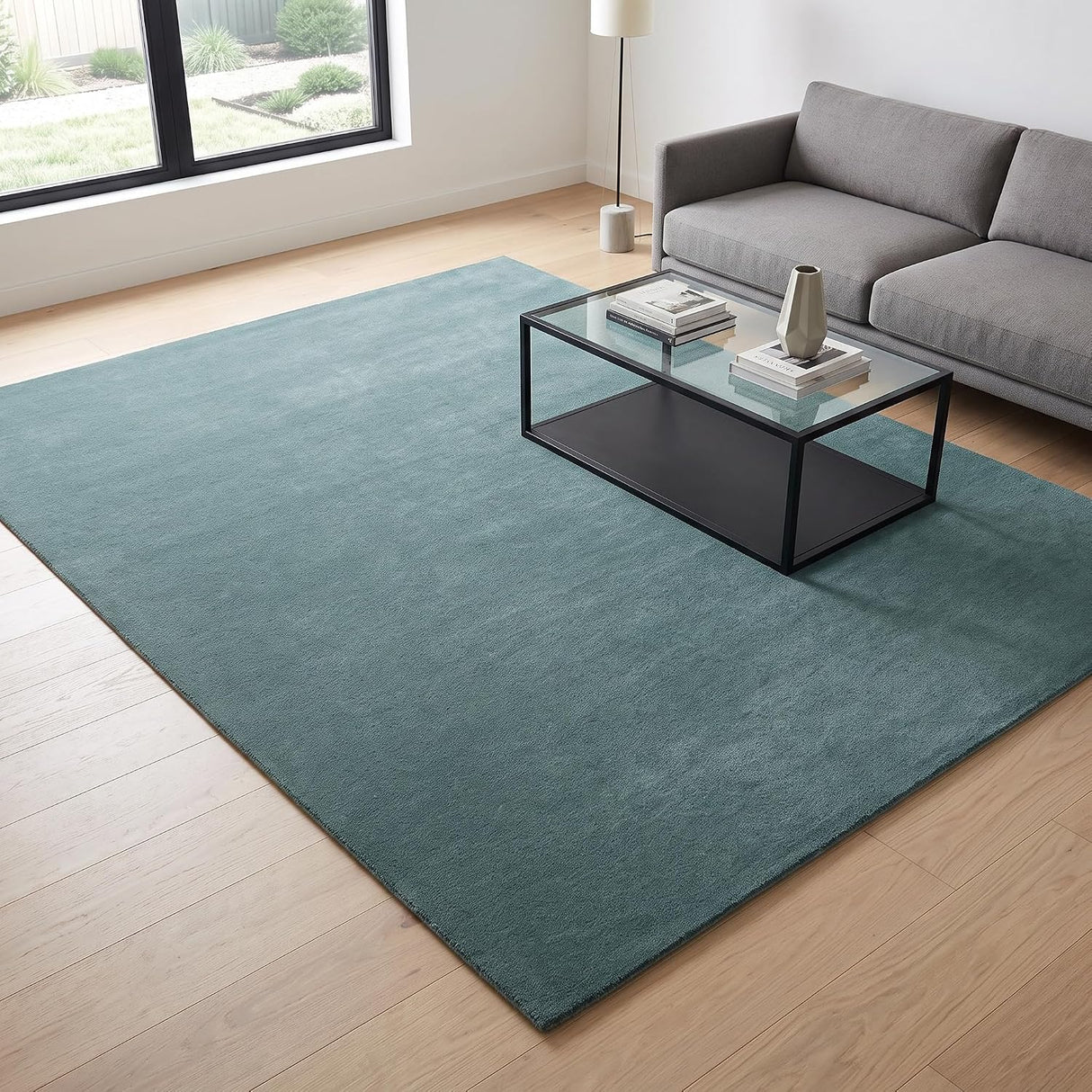 Solid Hand Tufted Wool Area Rug, Soft Plush Carpet