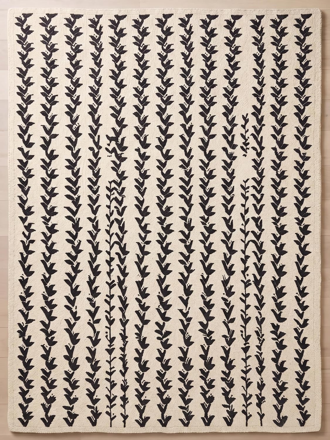Hand-Tufted Wool Area Rug, Botanical Vine Pattern, Soft Thick Wool Carpet