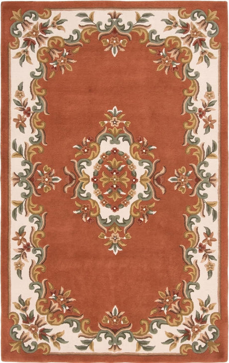 Handmade Traditional Wool Rug | Floral Medallion Border Design
