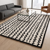 Hand-Tufted Wool Area Rug, Botanical Vine Pattern, Soft Thick Wool Carpet