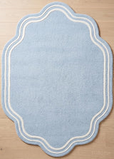 Modern Hand Tufted Wool Area Rug, Scalloped Border Design