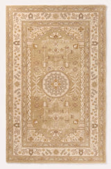 Traditional Hand-Tufted Wool Area Rug, Floral Medallion Design