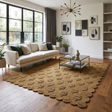 Hand Tufted Wool Rug, Floral Botanical Pattern with Scalloped