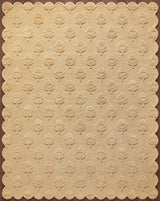 Hand Tufted Wool Rug, Floral Botanical Pattern with Scalloped