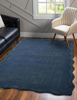 Scalloped Wool Rug – Hand-Tufted, Thick & Soft, Wavy Edge with Cotton Backing
